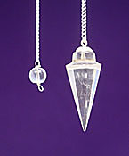 Clear Quartx pendulum availablae at Equinox Books & Gifts a New age gift store featuring holisitic products and tools for consciuos living